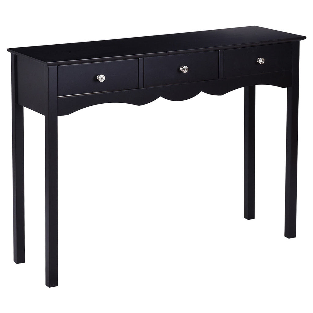 3-Drawer Console Table with Storage, Black