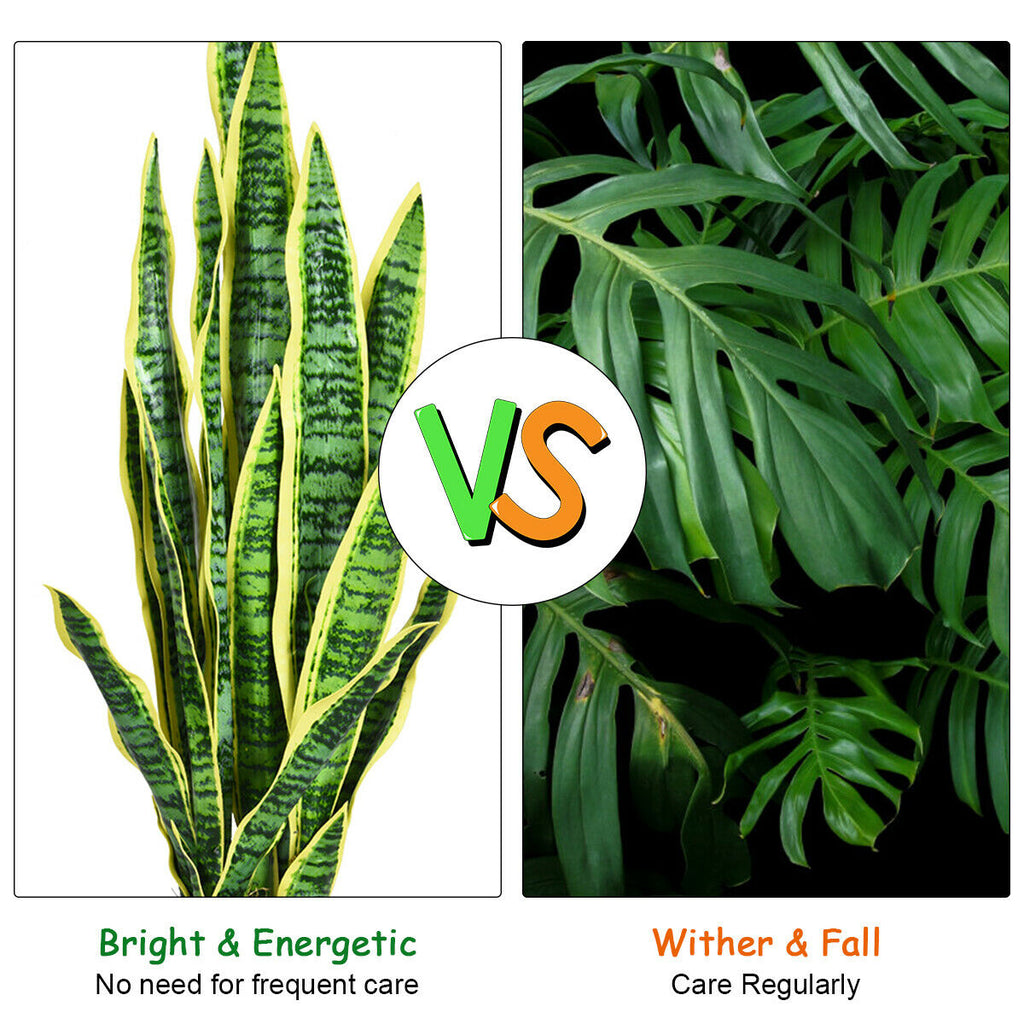 Artificial Snake Plant 35.5 Inch Indoor Outdoor Decor Green & Yellow Leaves