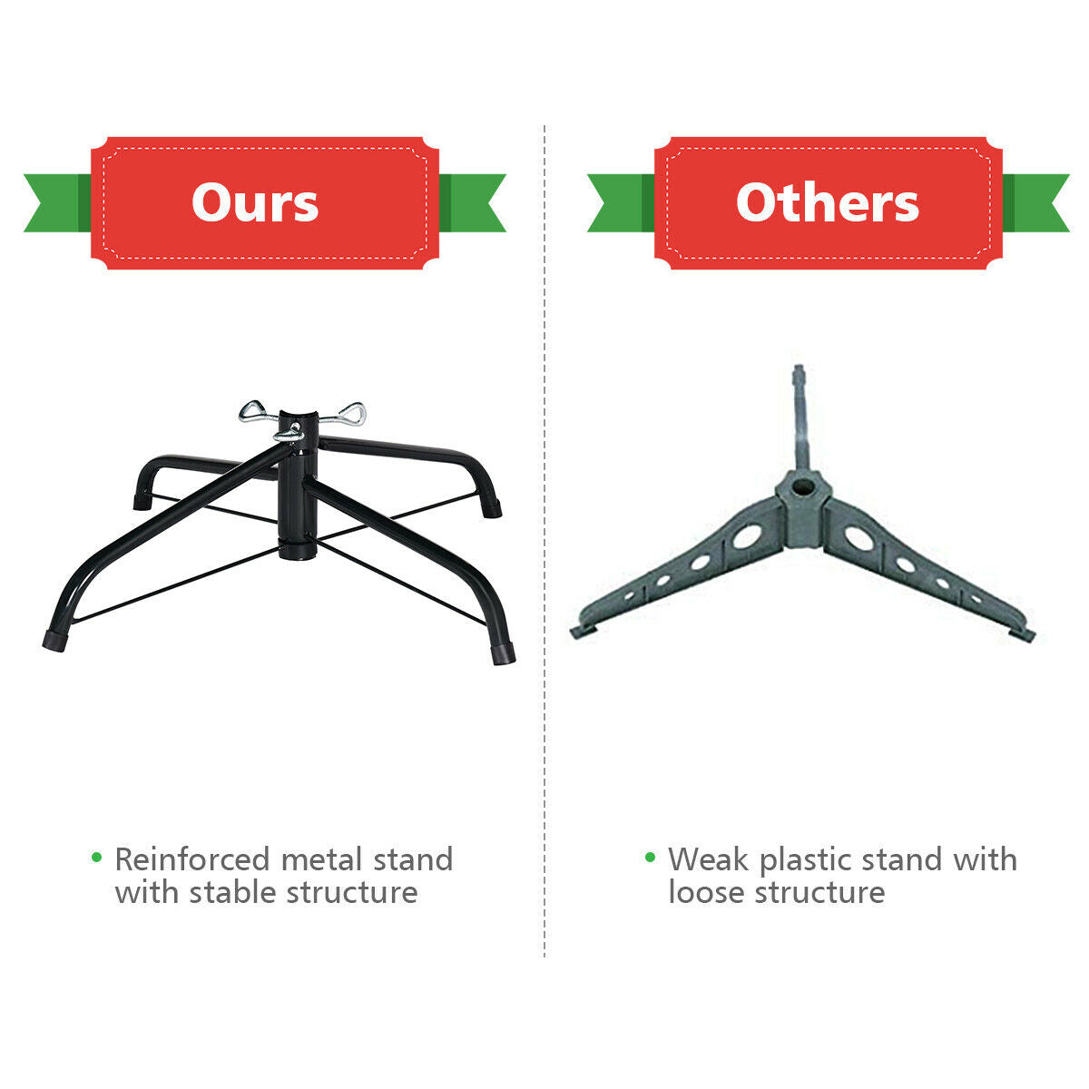Artificial Christmas Tree 6 Feet with 1250 Branch Tips, Foldable Base