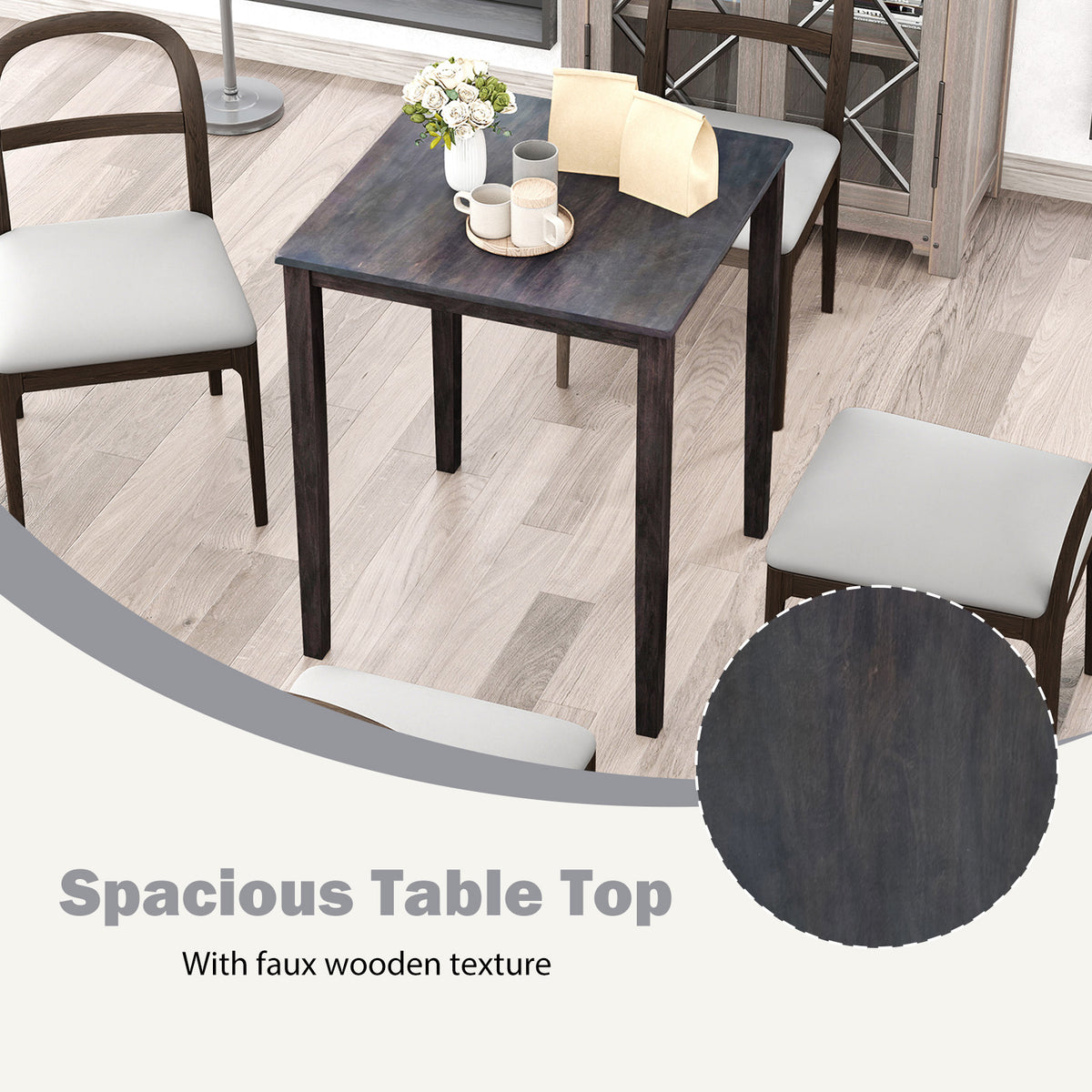 Square Dining Table for 4 - Gray Wood
