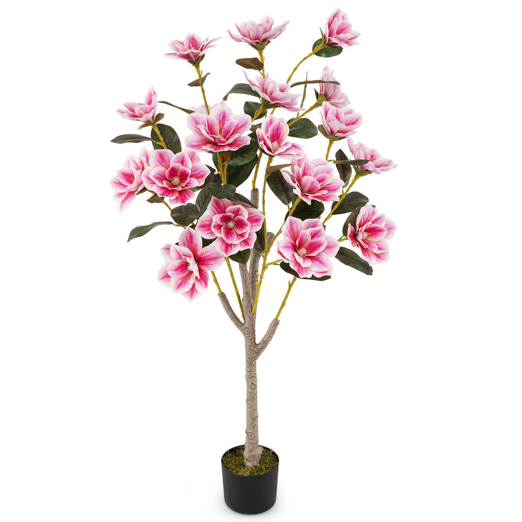 Pink Faux Wedding Flower Plant with PEVA Leaves & Multi-Branch Trunks - Elegant Indoor Decor
