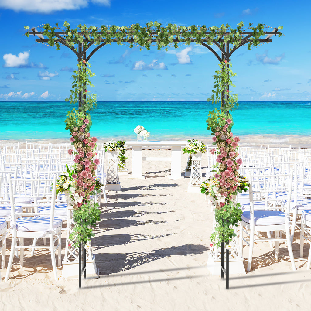 6.8 ft Garden Arbor with Trellis for Climbing Plants