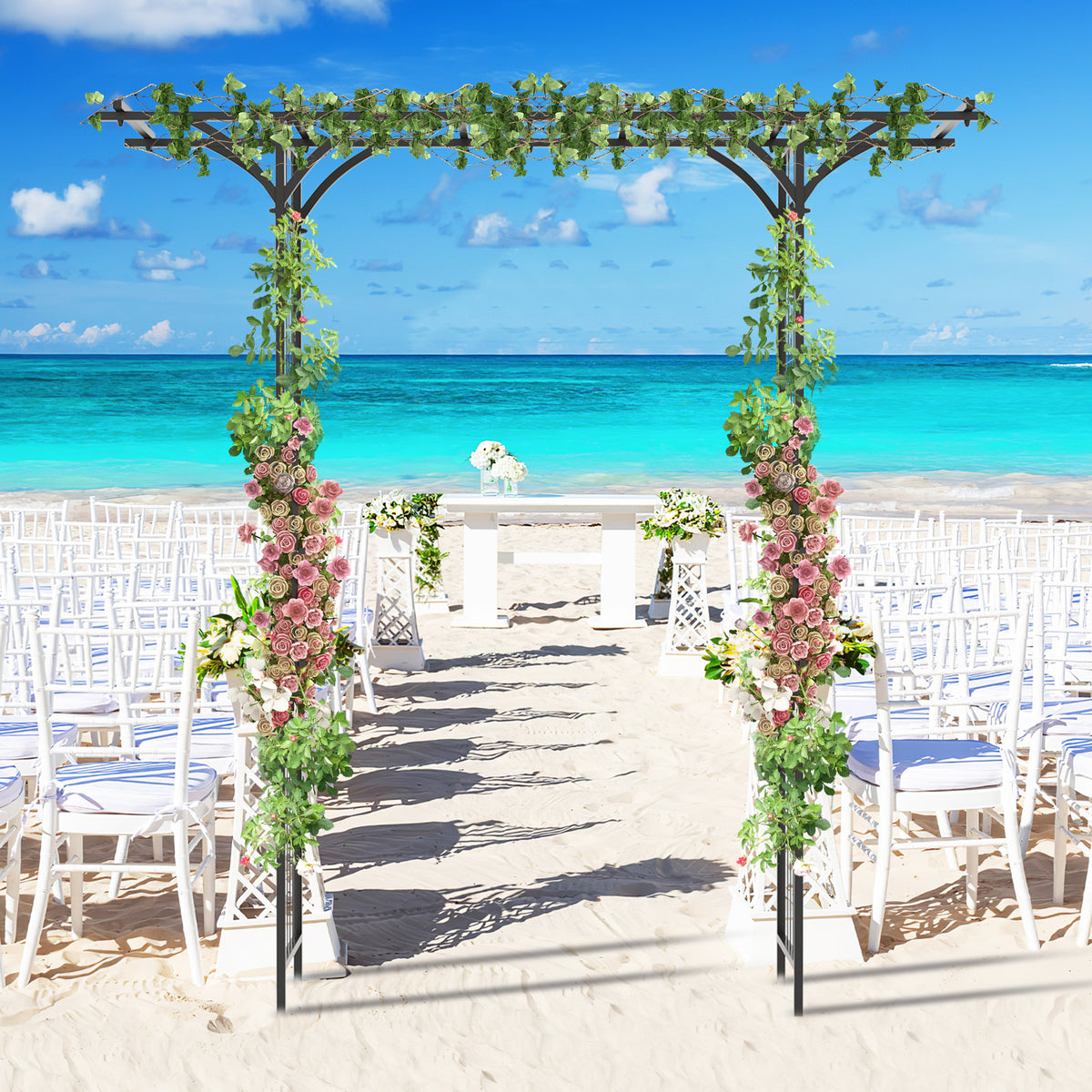 6.8 ft Garden Arbor with Trellis for Climbing Plants