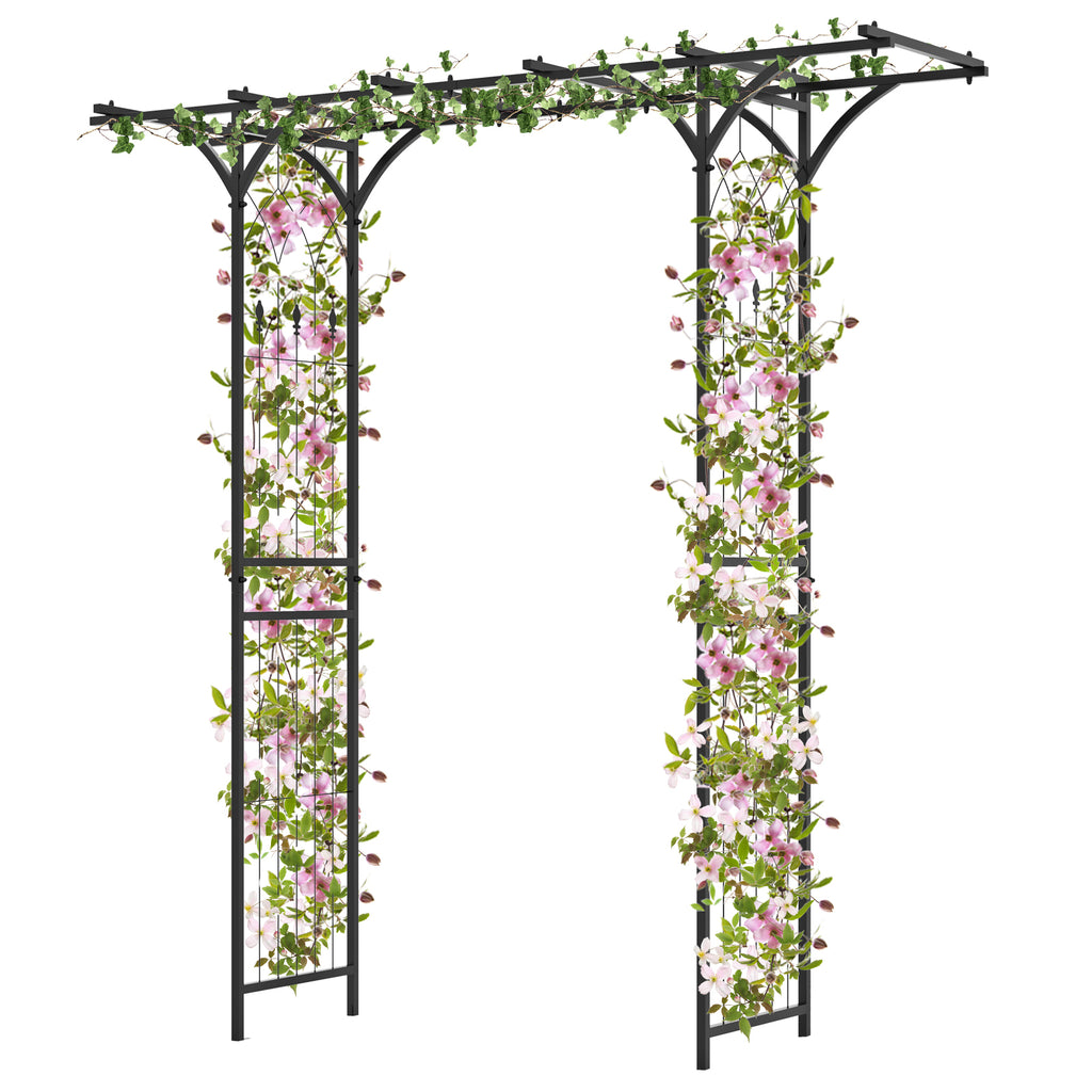 6.8 ft Garden Arbor with Trellis for Climbing Plants
