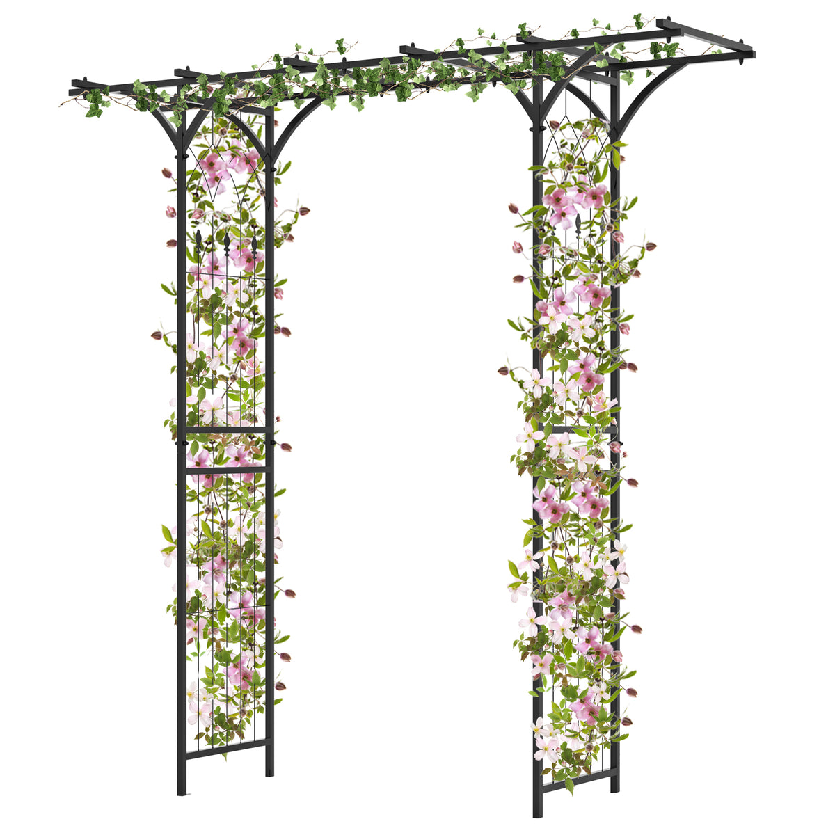 6.8 ft Garden Arbor with Trellis for Climbing Plants