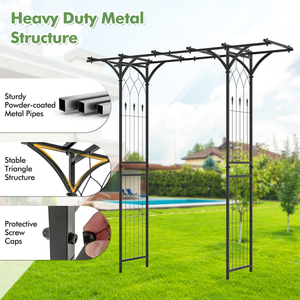 6.8 ft Garden Arbor with Trellis for Climbing Plants