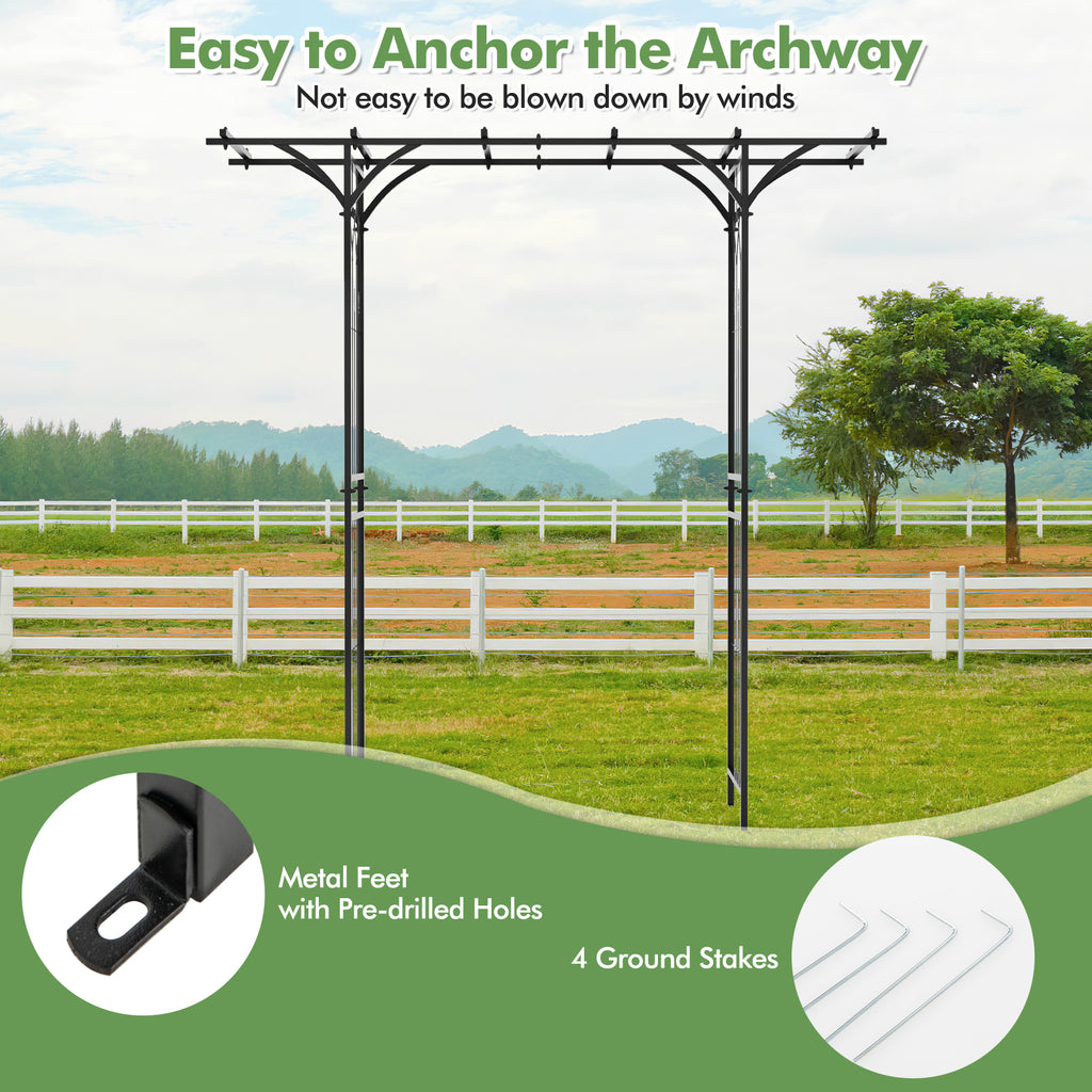 6.8 ft Garden Arbor with Trellis for Climbing Plants