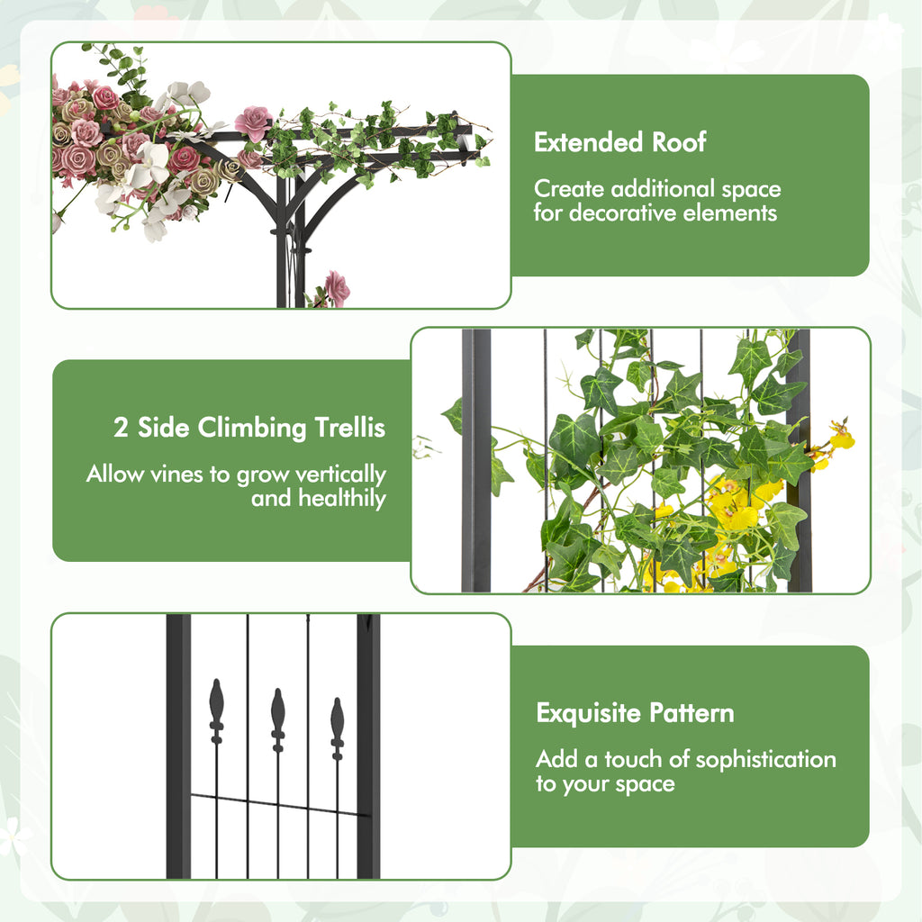 6.8 ft Garden Arbor with Trellis for Climbing Plants