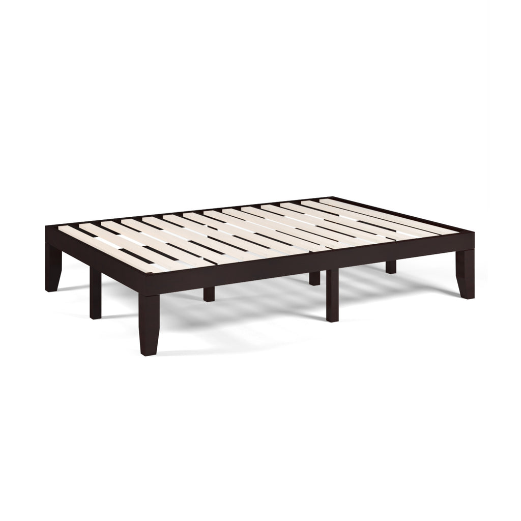 Full Size Platform Bed Frame with Wood Slats - Brown