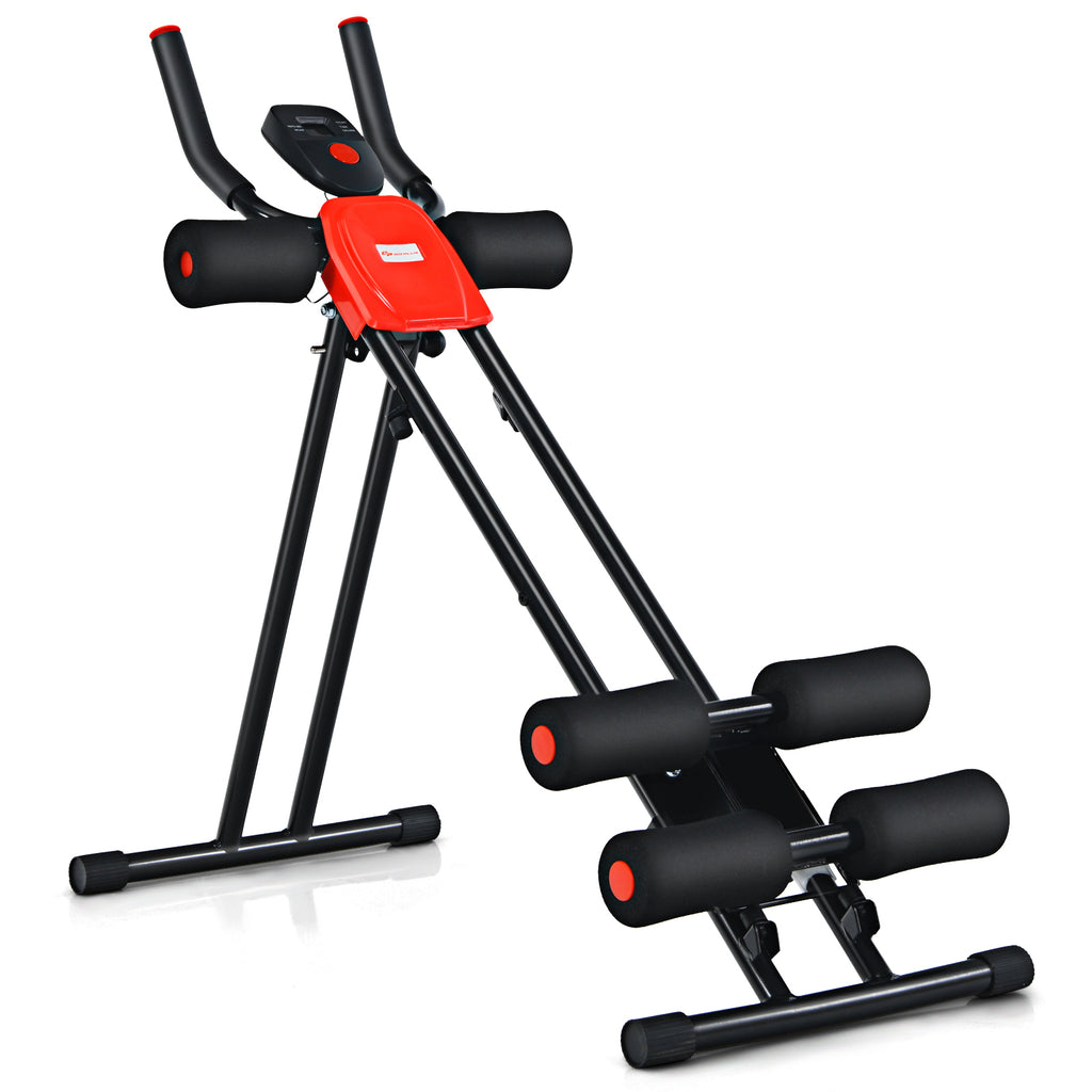 Foldable Adjustable Core Abdominal Trainer with 3 Resistance Levels and LCD Display - 330 lbs Capacity (Variation: 330 lbs Weights, 3 Adjustable Heights)