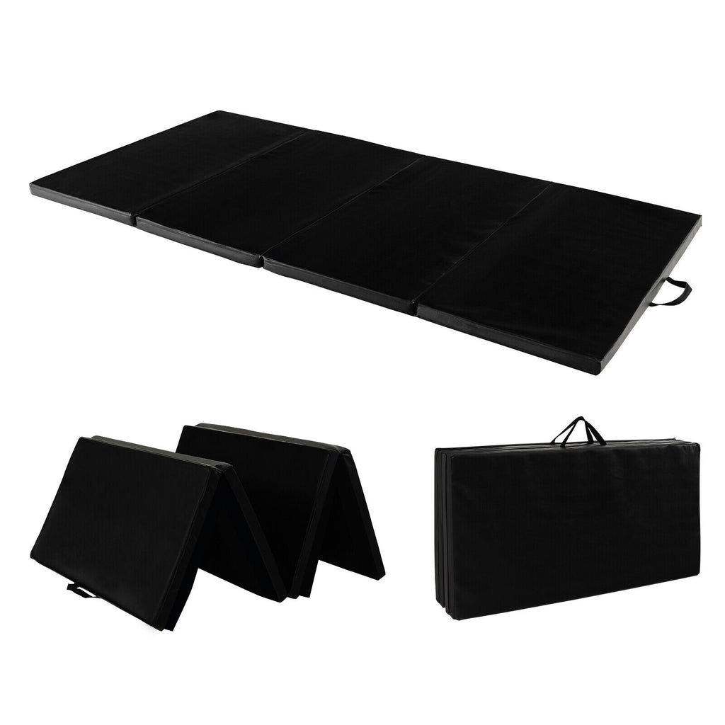 Tri-Fold Gym Mat with Handles & Removable Cover - Yellow, 2FT x 6FT
