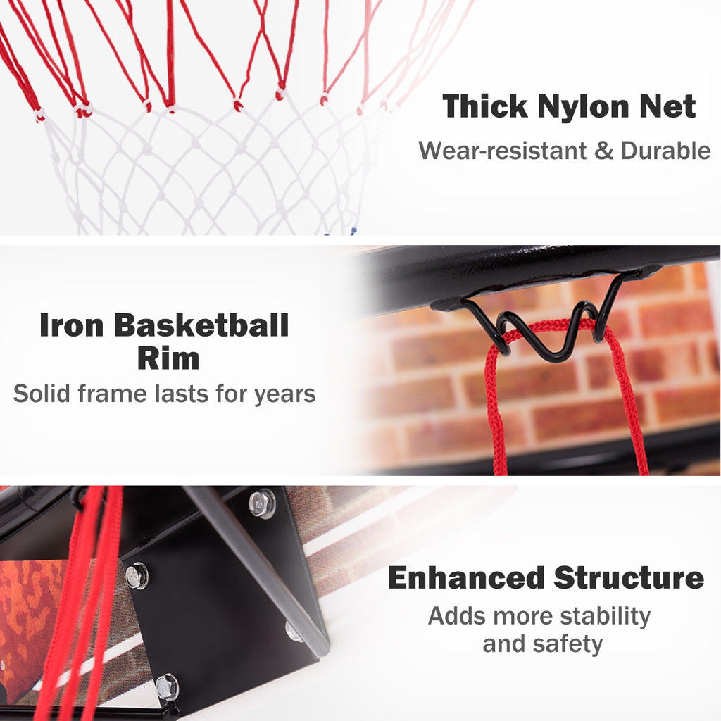 Wall Mounted Basketball Backboard with Rim & 2 Nets - 16.5 Inch Diameter, Costway