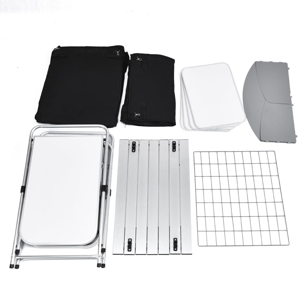 Folding Camping Table with Storage & 2 Bags, Black
