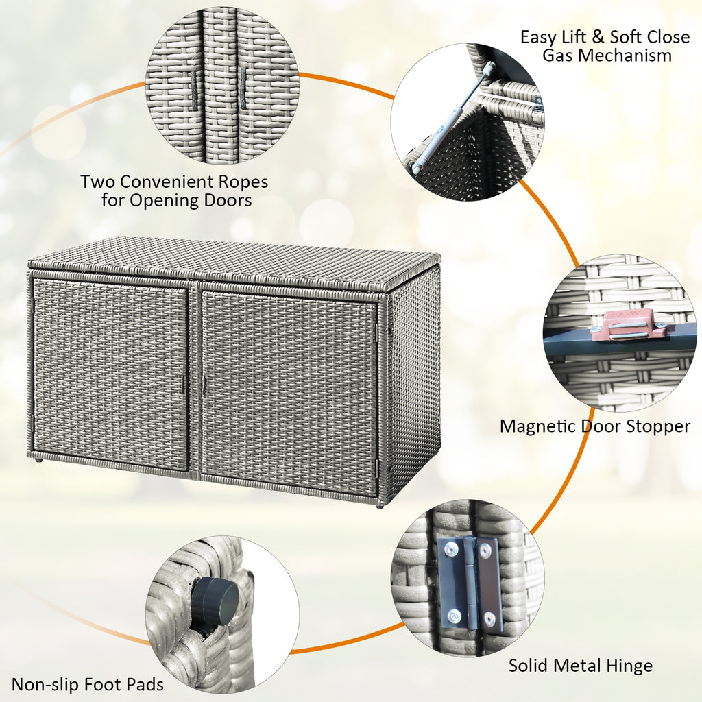 88 Gallon Rattan Storage Box - Outdoor Patio Bench