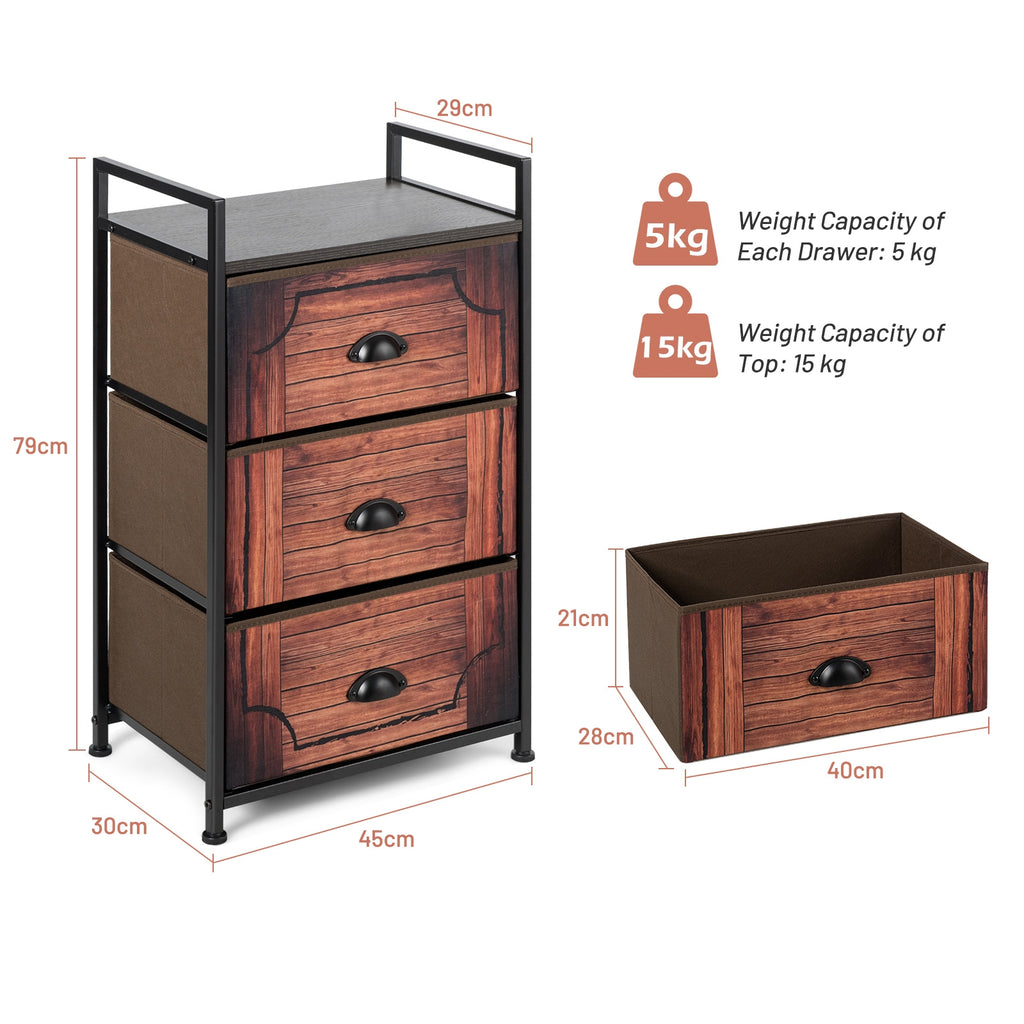 3-Drawer Fabric Storage Tower with Metal Frame