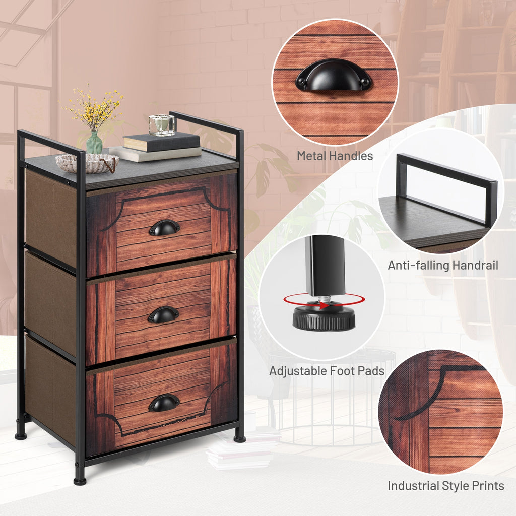 3-Drawer Fabric Storage Tower with Metal Frame