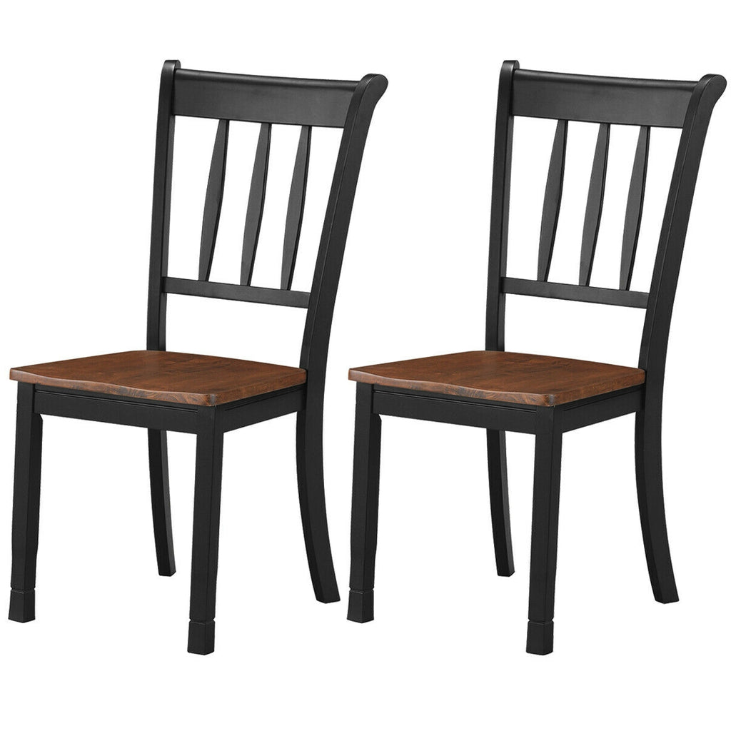Spindle Back Wood Dining Chairs Set of 2 - Black