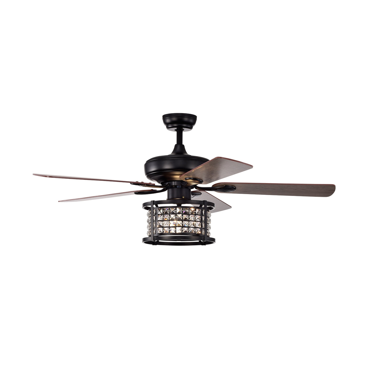 Black 50-Inch Ceiling Fan with Lights Reversible Blades & Pull Chain