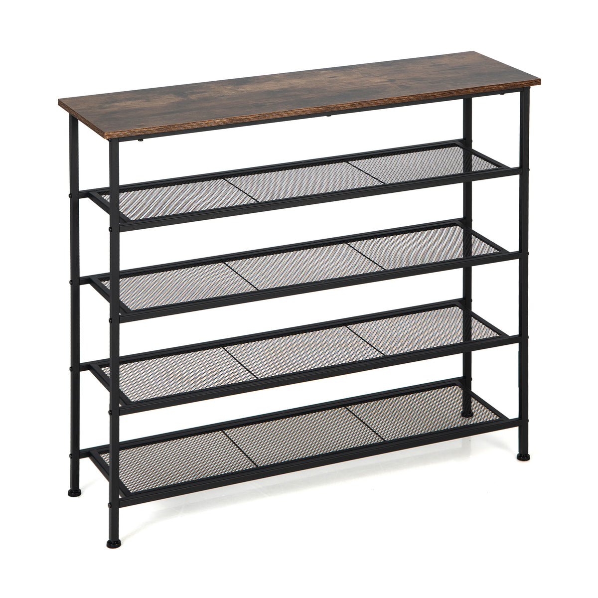 3-Tier Industrial Shoe Rack Bench with Storage Shelves