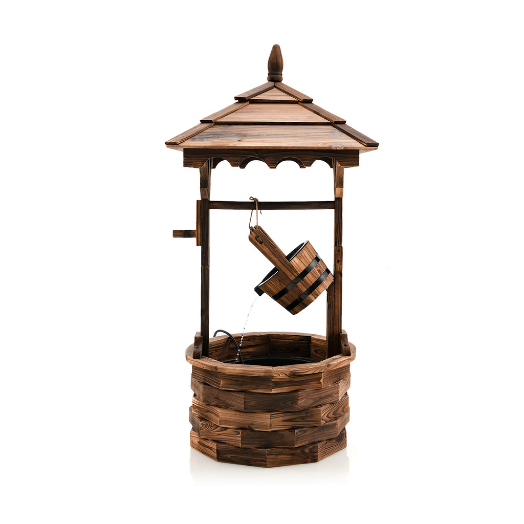 Patio Wooden Water Fountain with Electric Pump - Brown
