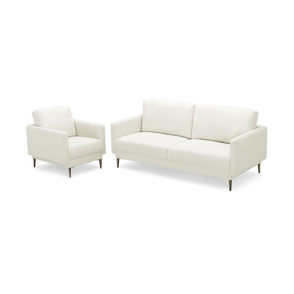 Modern Upholstered Accent Chair with Removable Cushion - White