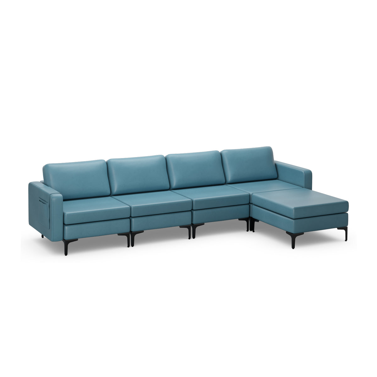 Modern Living Room Set: L-Shaped Sectional Sofa with Lift Coffee Table