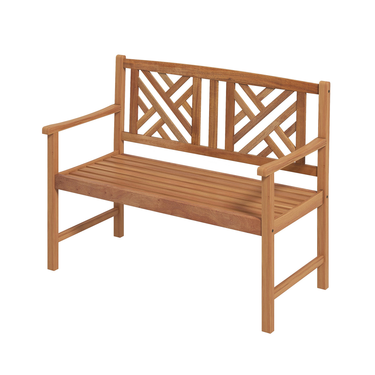 44 Inch Wooden Outdoor Bench - 2-Person Acacia Wood