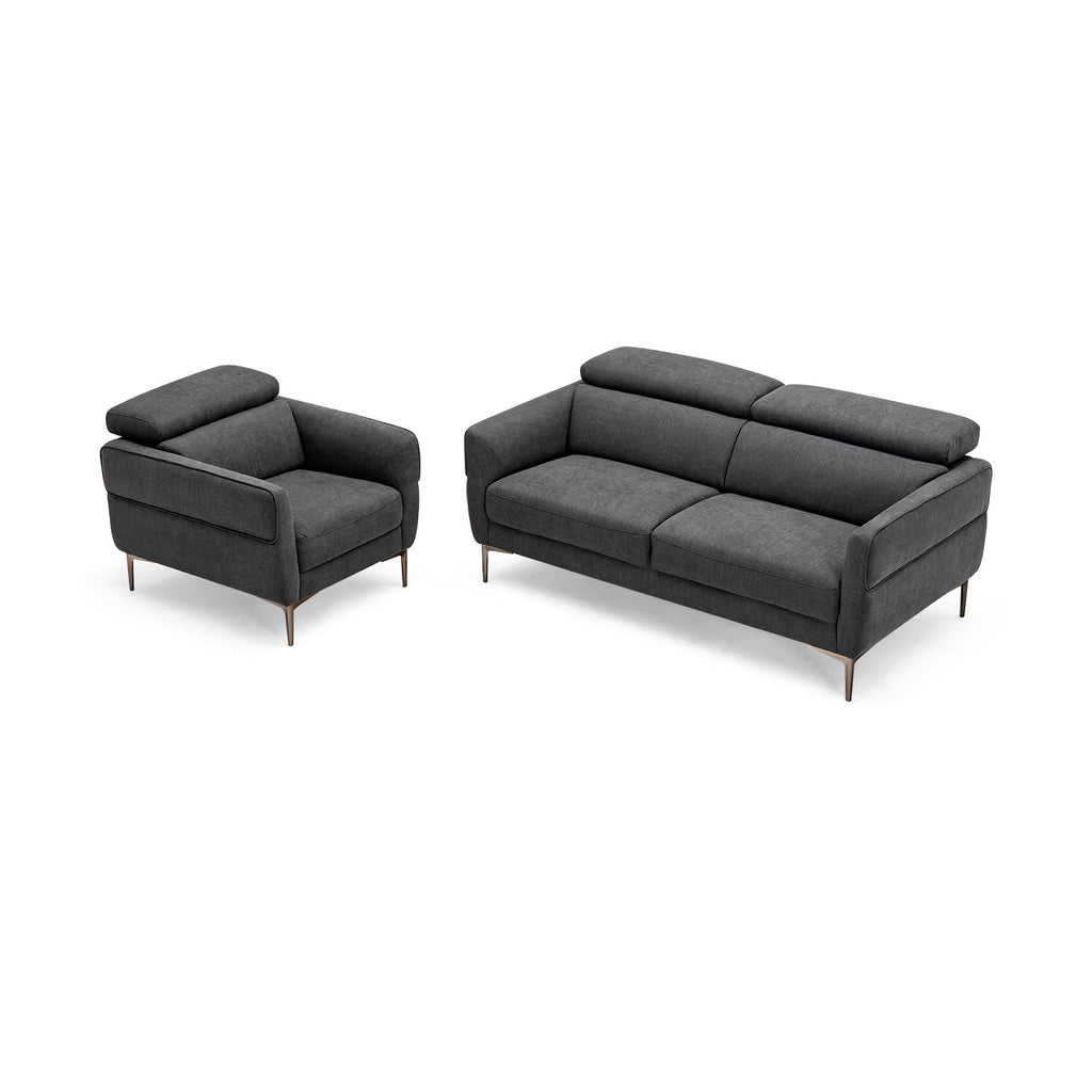 72.5 Inch Modern Fabric Loveseat Sofa with Adjustable Headrest – Gray