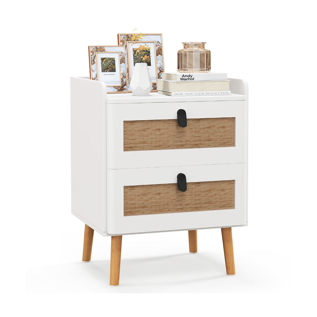 Modern Bedside Table with Drawer, White
