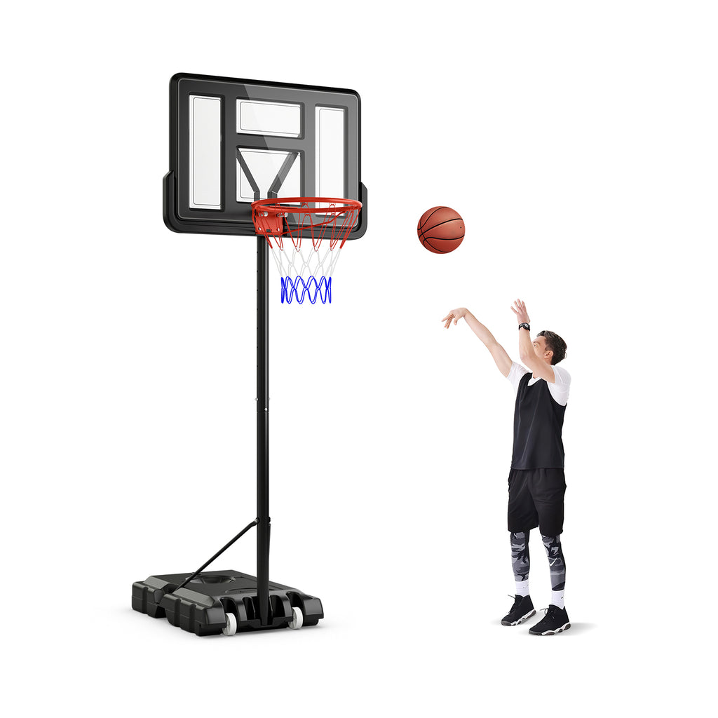 Adult Adjustable Portable Basketball Hoop with Fillable Base - 4.4-10 Feet, Black