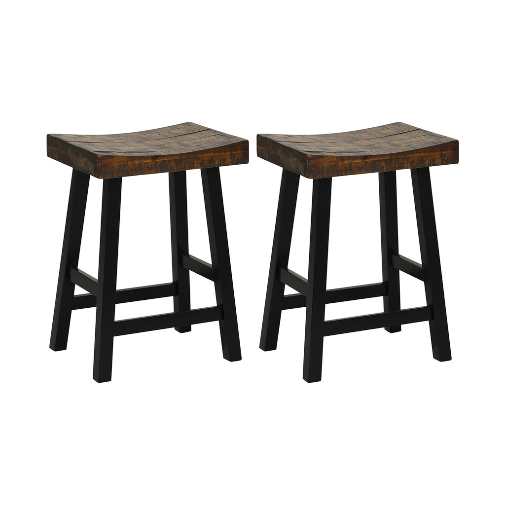 24 Inch Solid Wood Saddle-Seat with Curved Seat & Footrest