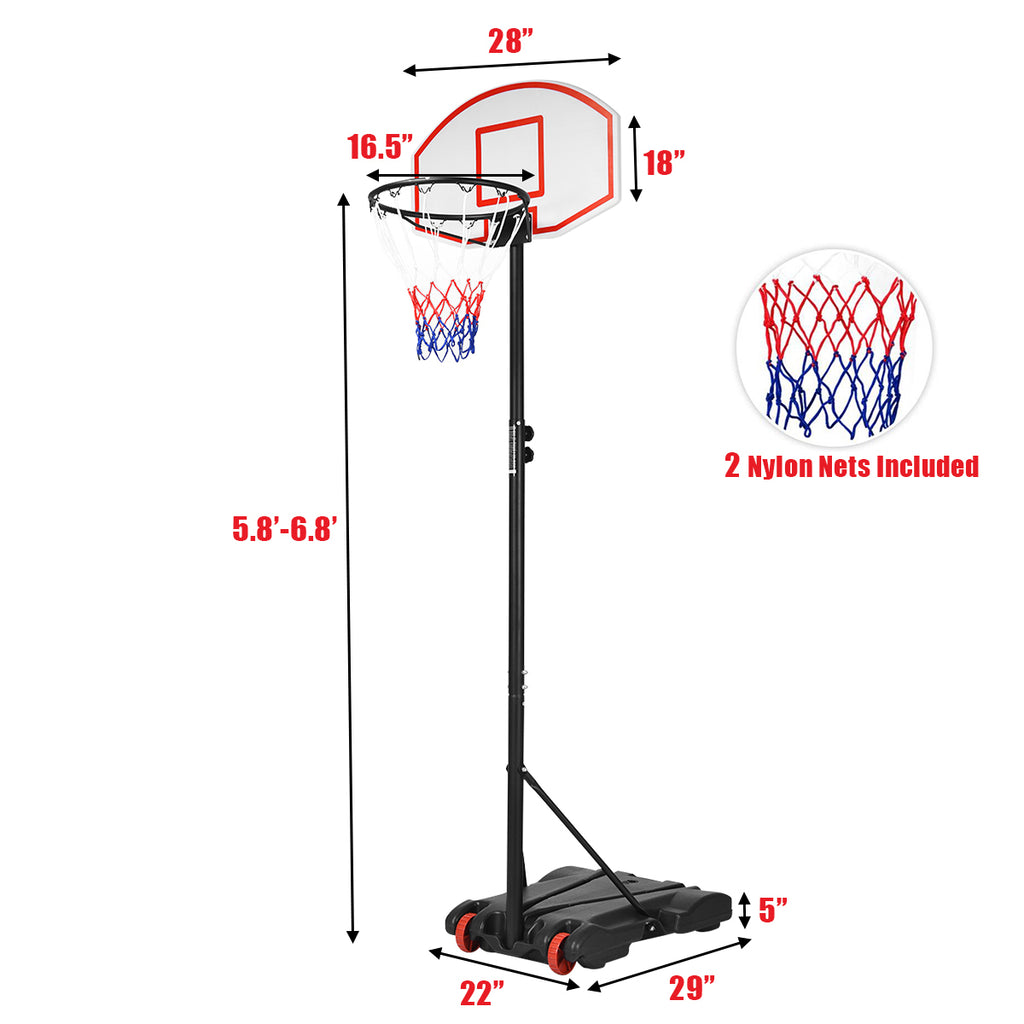 Adjustable Indoor/Outdoor Basketball Hoop System with Wheels