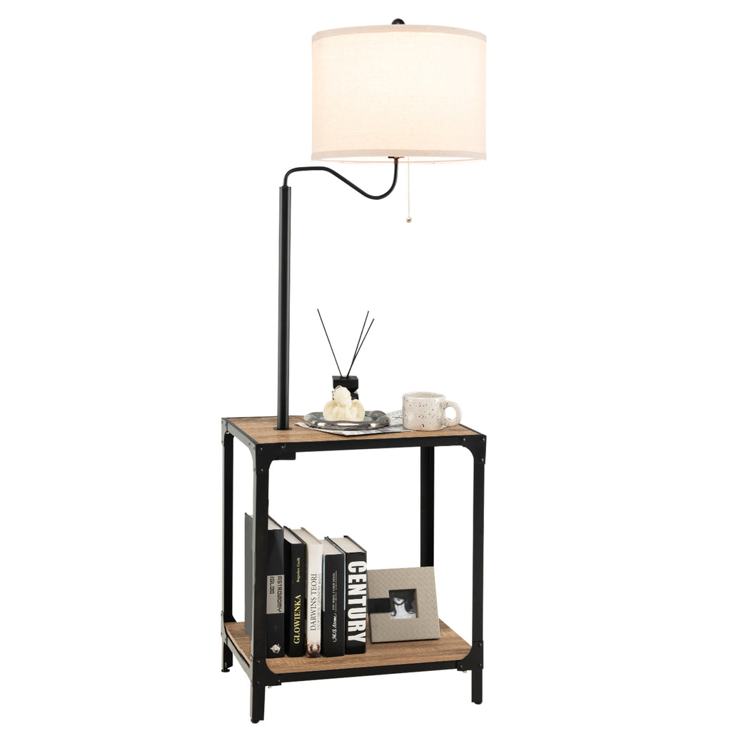 Rotatable Floor Lamp with End Table and USB Charging Ports - Modern Home Lighting