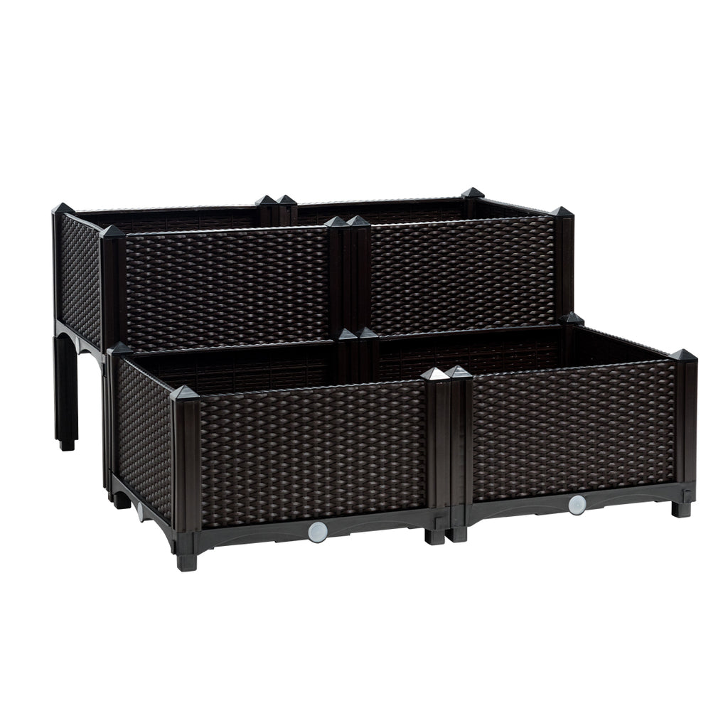 Elevated Garden Planter Box Set of 4 - Brown