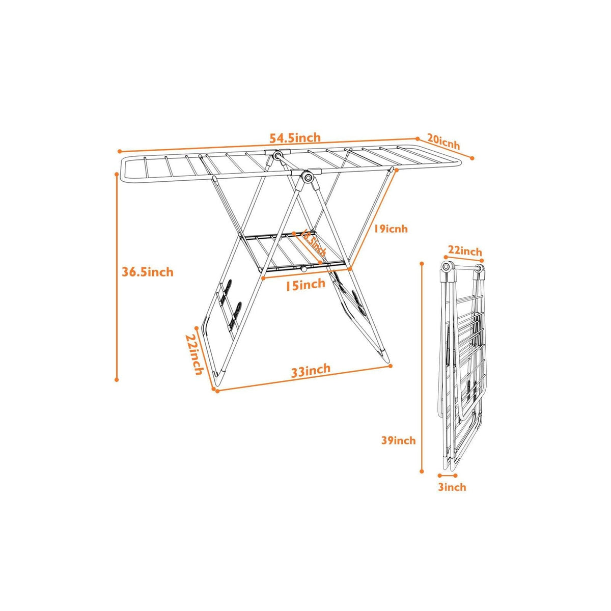 Portable Clothes Drying Rack with Shoe Rack - Adjustable