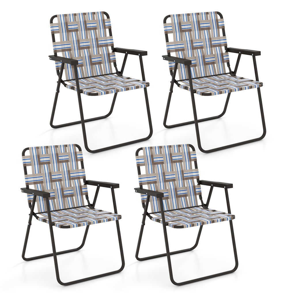 4 Pieces Folding Beach Chair Camping Lawn Webbing