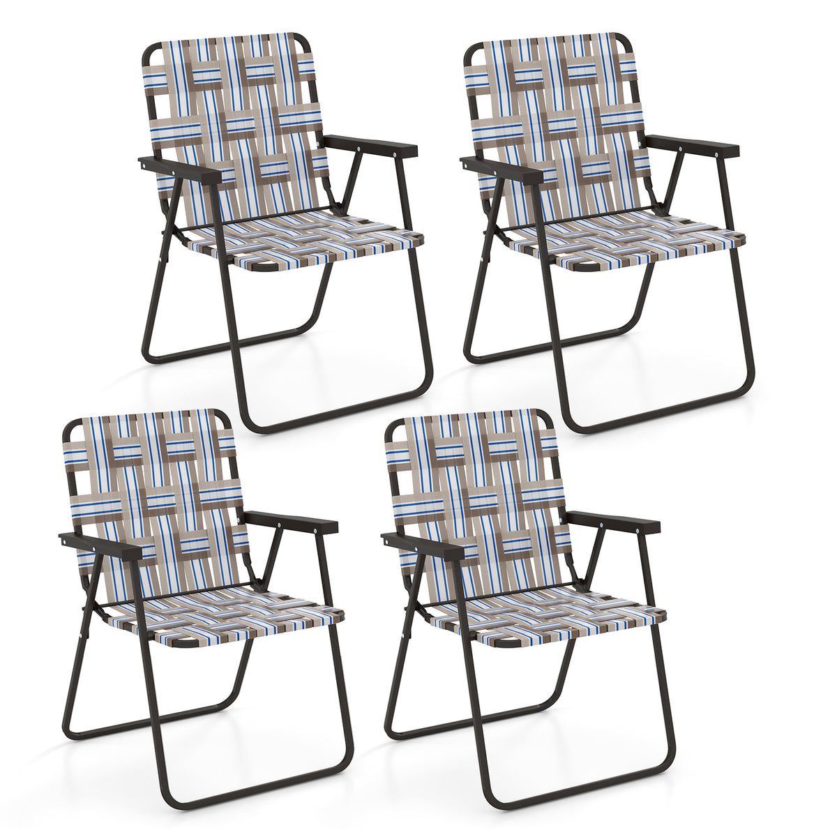 4 Pieces Folding Beach Chair Camping Lawn Webbing