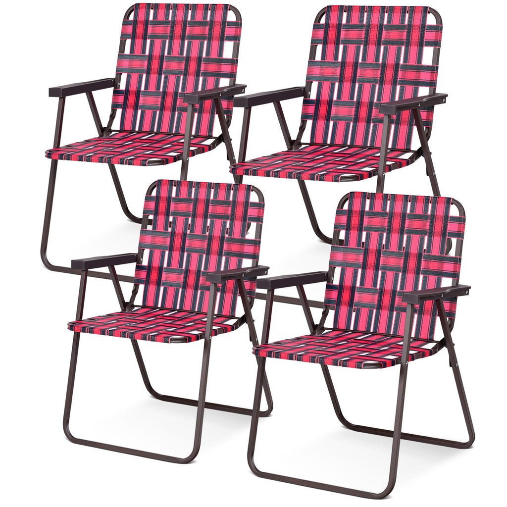 4 Pieces Folding Beach Chair Camping Lawn Webbing