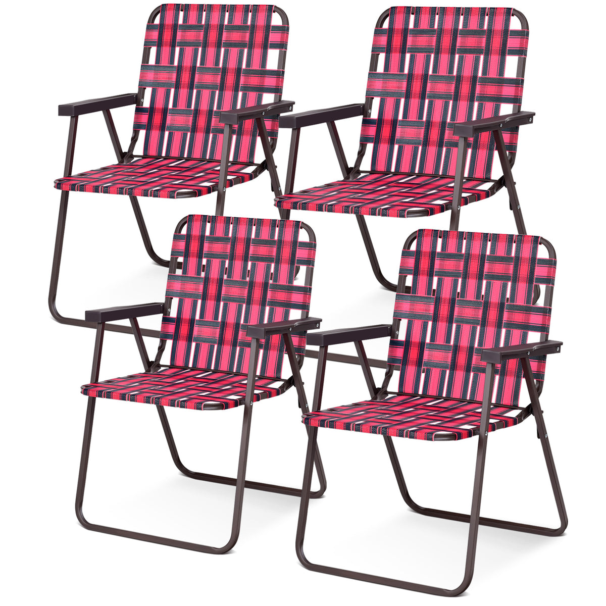 4 Pieces Folding Beach Chair Camping Lawn Webbing