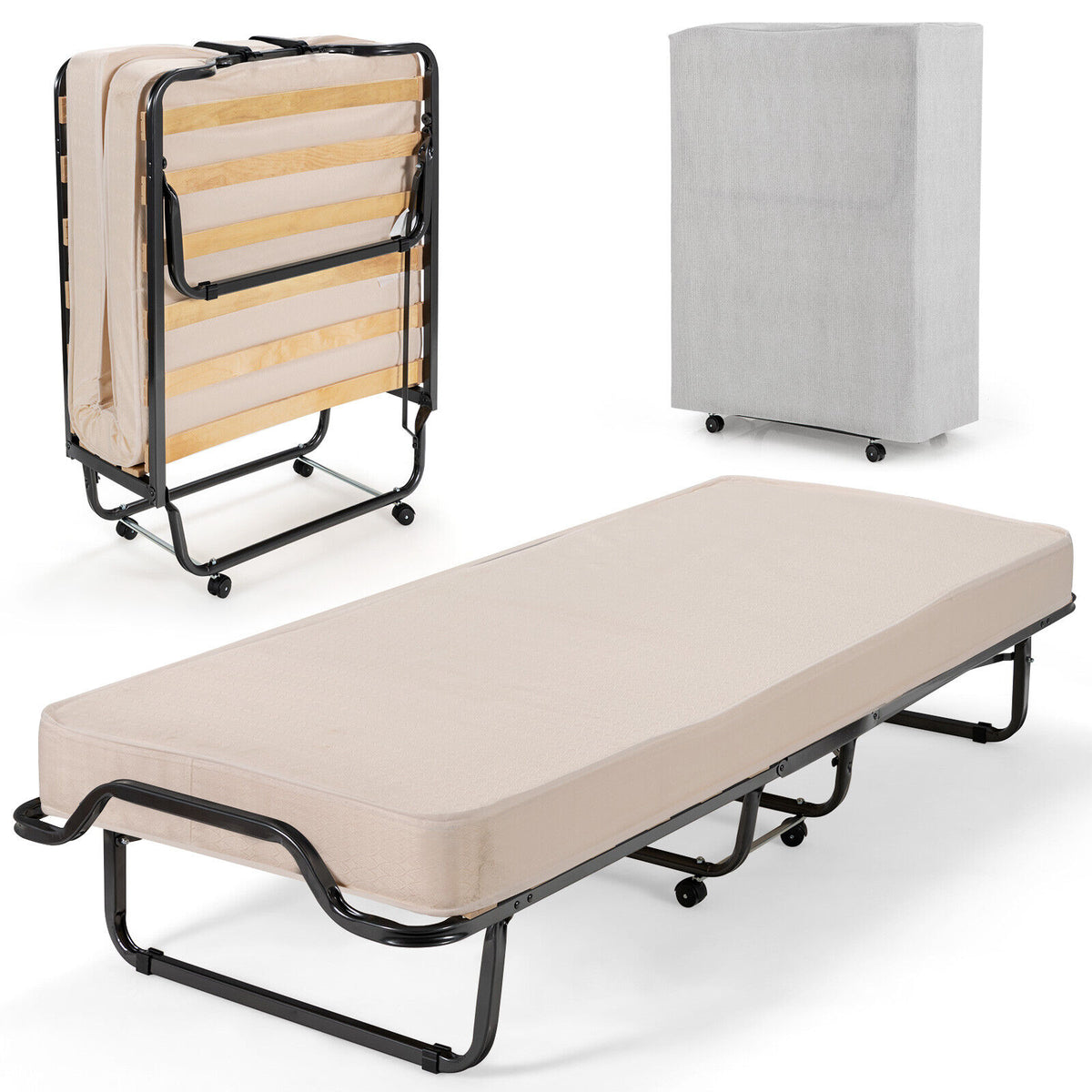 Full Size Folding Steel Platform Bed Frame