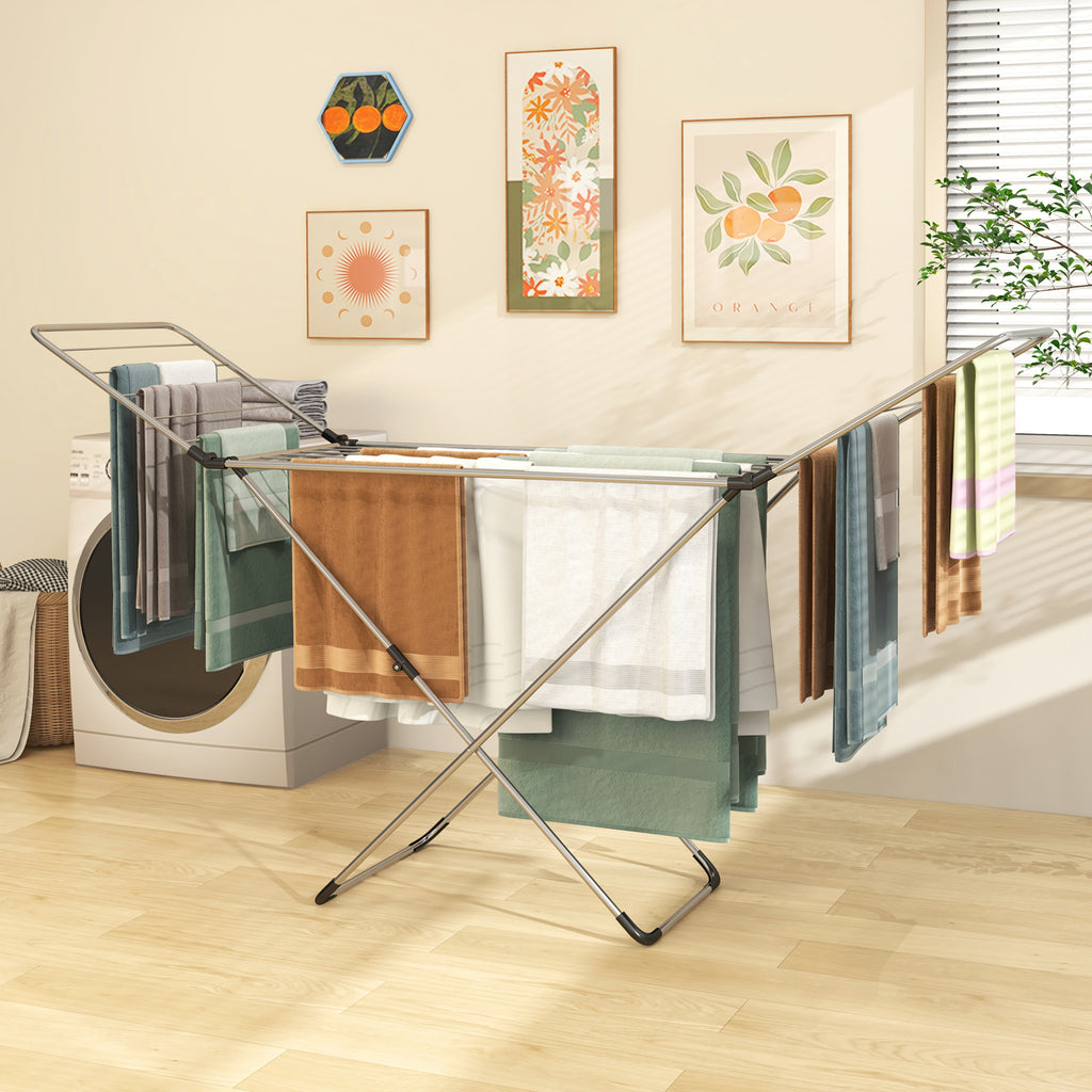Folding Clothes Drying Rack with Adjustable Wings