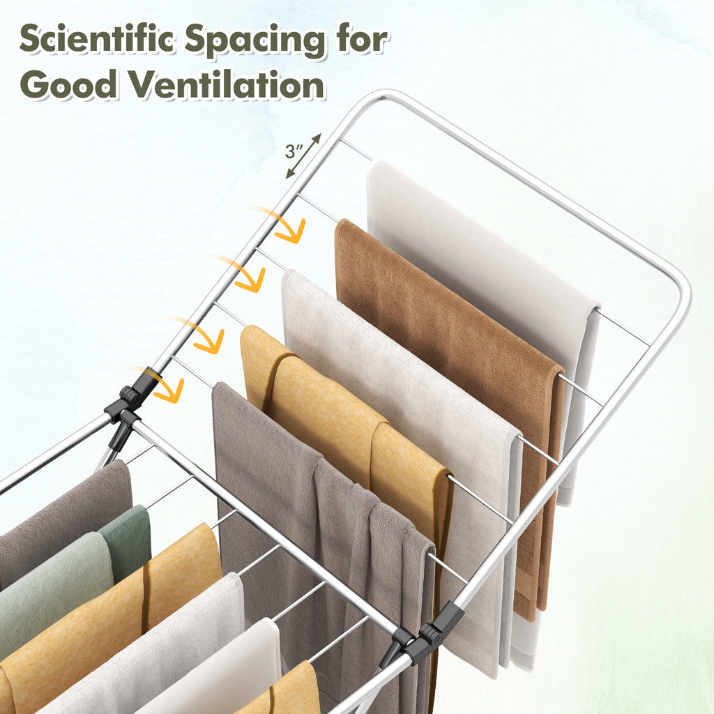 Folding Clothes Drying Rack with Adjustable Wings
