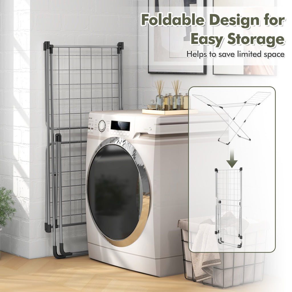 Folding Clothes Drying Rack with Adjustable Wings