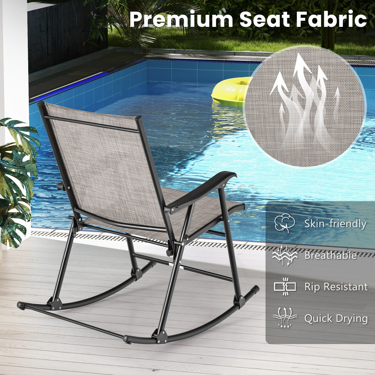 Folding Rocking Chair Set of 2 - Brown, Style 4