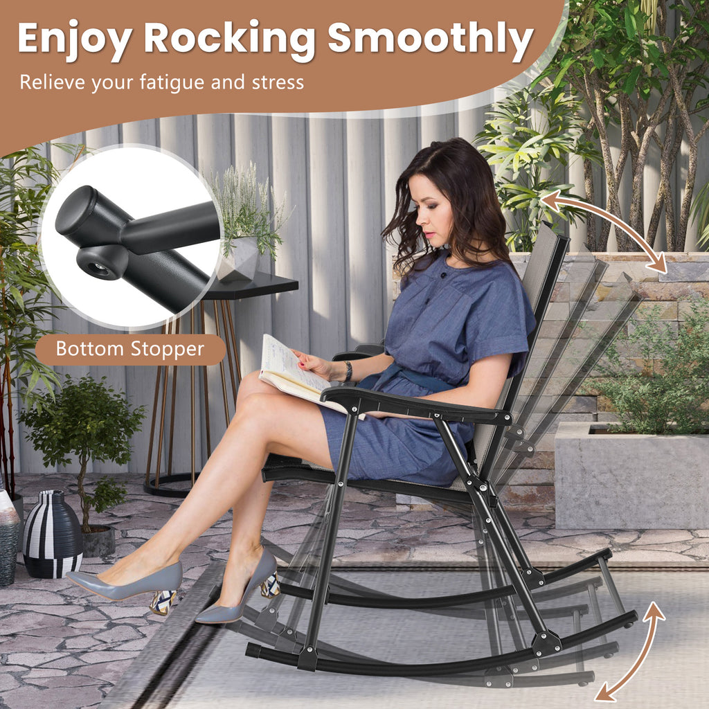 Folding Rocking Chair Set of 2 - Brown, Style 4