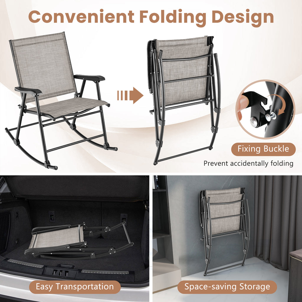 Folding Rocking Chair Set of 2 - Brown, Style 4