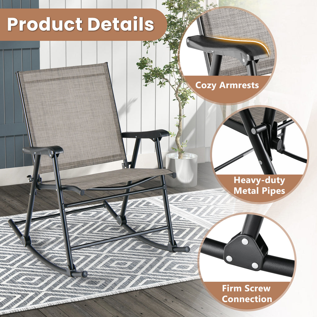 Folding Rocking Chair Set of 2 - Brown, Style 4