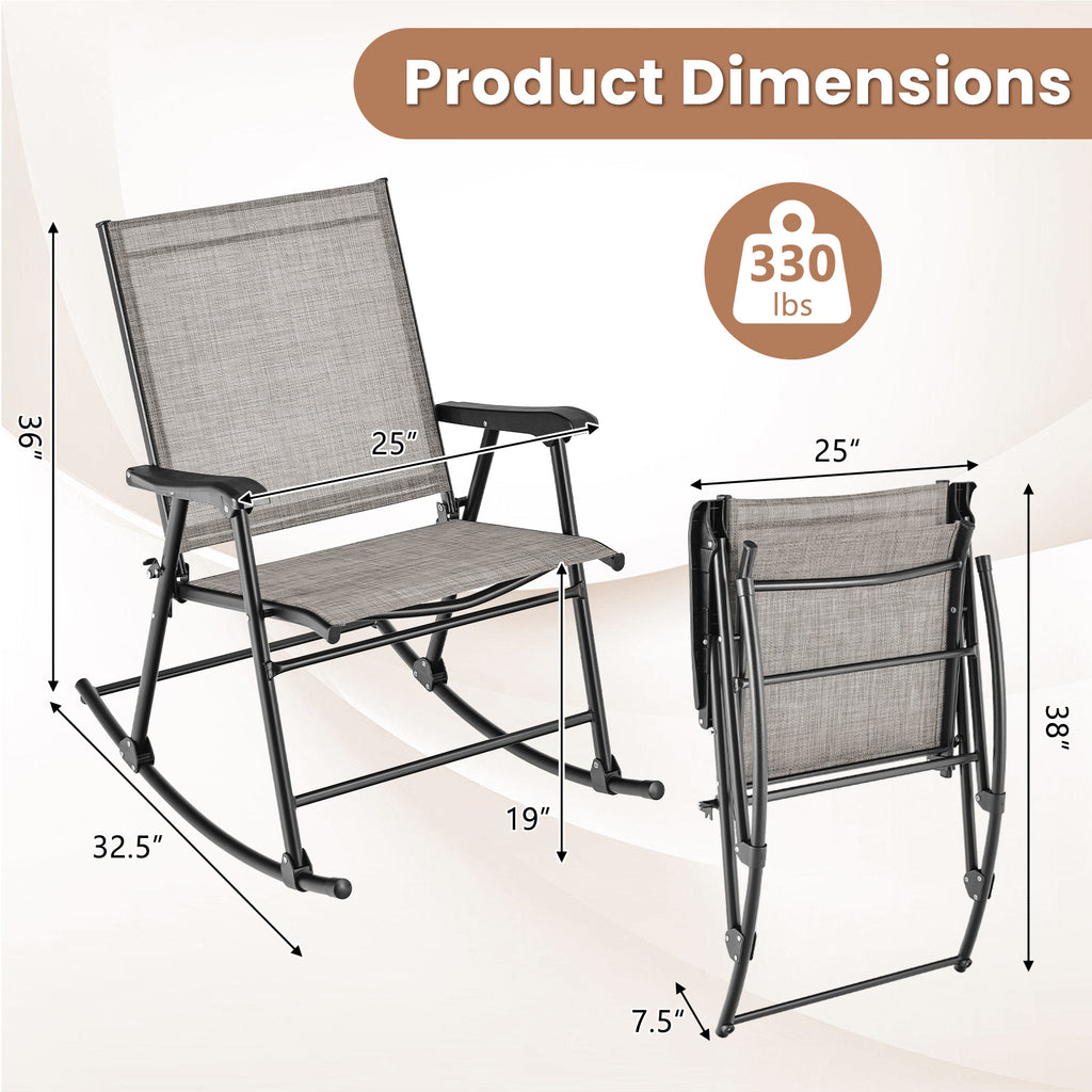 Folding Rocking Chair Set of 2 - Brown, Style 4