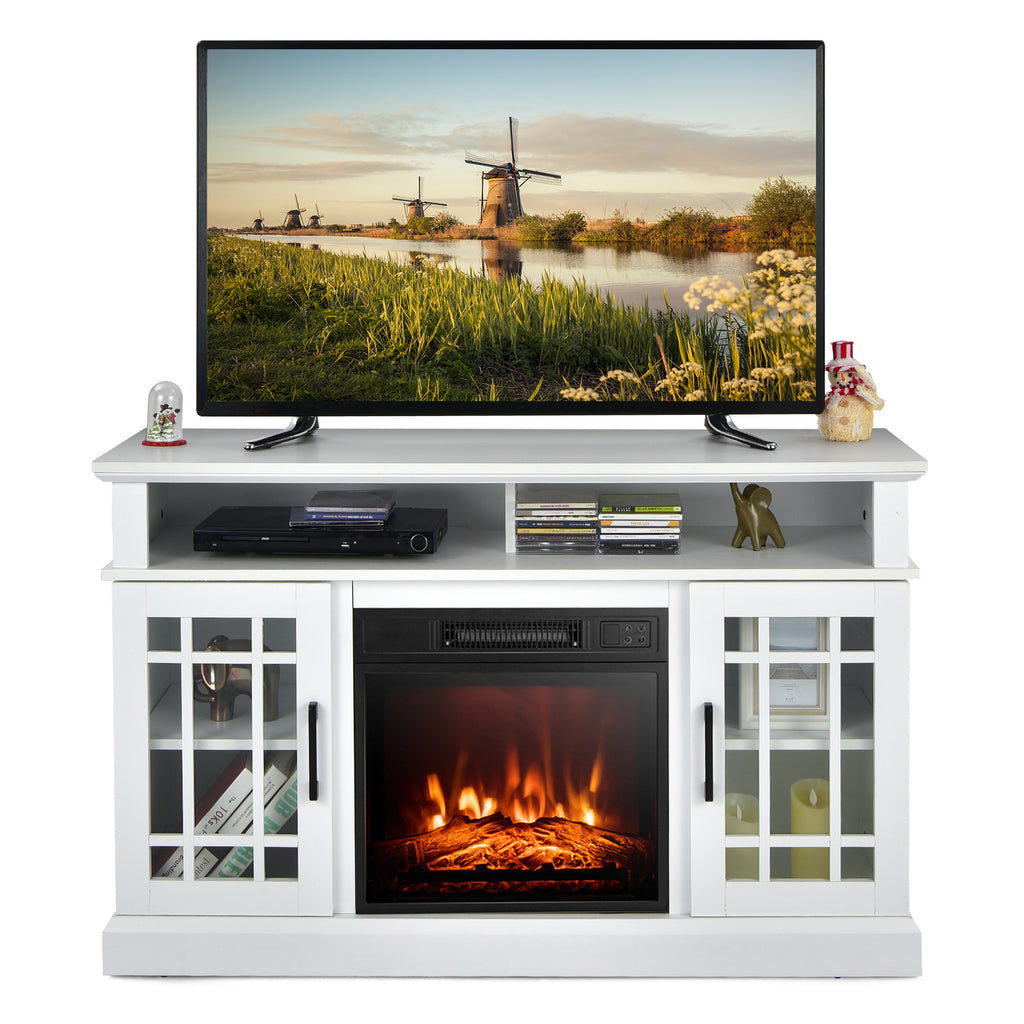 48-inch Fireplace TV Stand for 55-inch TVs, White