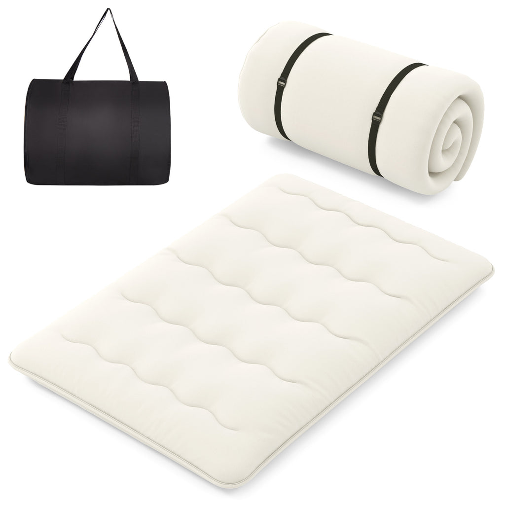 Full Size Futon Mattress Pad with Washable Cover - Beige